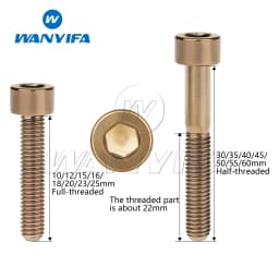 Wanyifa Titanium Bolt M5 x 10 12 16 18 20 23 25 30 35 40 45 50 55 60mm Allen Key Square Head Screw for Bicycle Stem Seatpost