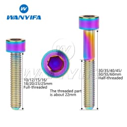 Wanyifa Titanium Bolt M5 x 10 12 16 18 20 23 25 30 35 40 45 50 55 60mm Allen Key Square Head Screw for Bicycle Stem Seatpost