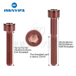 Wanyifa Titanium Bolt M5 x 10 12 16 18 20 23 25 30 35 40 45 50 55 60mm Allen Key Square Head Screw for Bicycle Stem Seatpost
