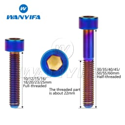 Wanyifa Titanium Bolt M5 x 10 12 16 18 20 23 25 30 35 40 45 50 55 60mm Allen Key Square Head Screw for Bicycle Stem Seatpost