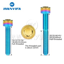 Wanyifa Titanium Bolt M5 x 10 12 16 18 20 23 25 30 35 40 45 50 55 60mm Allen Key Square Head Screw for Bicycle Stem Seatpost