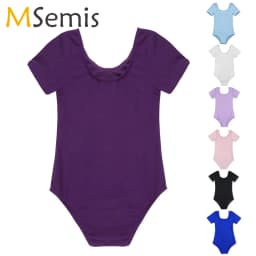 MSemis Toddler Girls Gymnastics Leotard Ballet Leotards Clothes Dance Wear Black Purple Leotards Cotton Bodysuit For Dancing