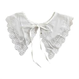 Women Sweet Girls Detachable Collar Shawl Elegant Hollow Out Embroidery Floral Lace Scarf Lace-Up Capelet