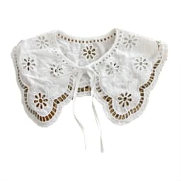 Women Sweet Girls Detachable Collar Shawl Elegant Hollow Out Embroidery Floral Lace Scarf Lace-Up Capelet