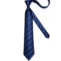 New Formal Ties Classic Blue Striped Necktie Handkerchief Cufflinks Gift For Men Wedding Tie Cravate Gravatas