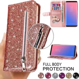 Fashion Glitter Wallet Card Slots Flip Leather Case For Samsung Galaxy S26 Ultra S25 Plus S24 FE S23 A16 A17 A36 A37 A55 A56 A57