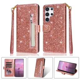 Fashion Glitter Wallet Card Slots Flip Leather Case For Samsung Galaxy S26 Ultra S25 Plus S24 FE S23 A16 A17 A36 A37 A55 A56 A57