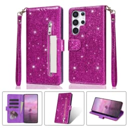 Fashion Glitter Wallet Card Slots Flip Leather Case For Samsung Galaxy S26 Ultra S25 Plus S24 FE S23 A16 A17 A36 A37 A55 A56 A57
