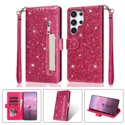 Fashion Glitter Wallet Card Slots Flip Leather Case For Samsung Galaxy S26 Ultra S25 Plus S24 FE S23 A16 A17 A36 A37 A55 A56 A57