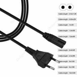 0.5m/1m/1.5m/3m/5m/10m Power Extension Cord EU Notebook AC Cable IEC C7 Power Cable For Radio Speaker TCL Apple LG TV Sony PS