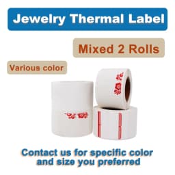 DETONGER 2 Rolls Adhesive Thermal Label Paper Jewelry Price Tag with Free App Template Sticker Paper Self-anhensive Labels