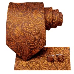 Hi-Tie Orange Solid Paisley Men's Tie Set Silk Wedding Tie For Men New Fashion Designer Quality Hanky Cufflinks Set Dropshipping