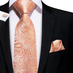 Hi-Tie Orange Solid Paisley Men's Tie Set Silk Wedding Tie For Men New Fashion Designer Quality Hanky Cufflinks Set Dropshipping