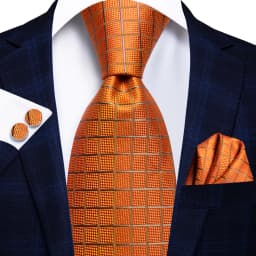 Hi-Tie Orange Solid Paisley Men's Tie Set Silk Wedding Tie For Men New Fashion Designer Quality Hanky Cufflinks Set Dropshipping