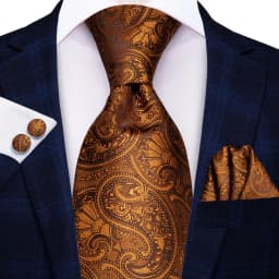 Hi-Tie Orange Solid Paisley Men's Tie Set Silk Wedding Tie For Men New Fashion Designer Quality Hanky Cufflinks Set Dropshipping