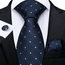 Classic Navy Blue Men's Tie Striped Paisley Floral Necktie Pocket Square Cufflinks Business Tie Set Cravat Gift For Men