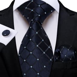 Classic Navy Blue Men's Tie Striped Paisley Floral Necktie Pocket Square Cufflinks Business Tie Set Cravat Gift For Men