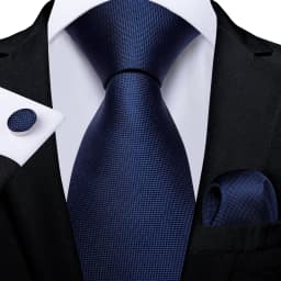 Classic Navy Blue Men's Tie Striped Paisley Floral Necktie Pocket Square Cufflinks Business Tie Set Cravat Gift For Men