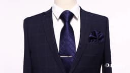 Classic Navy Blue Men's Tie Striped Paisley Floral Necktie Pocket Square Cufflinks Business Tie Set Cravat Gift For Men