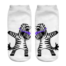 New Funny 3D Printed Happy Dancing Zebra Dog Licorne Cotton Socks Kawaii Women Cartoon Unicorn Puppy Short Ankle Sokken