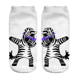 New Funny 3D Printed Happy Dancing Zebra Dog Licorne Cotton Socks Kawaii Women Cartoon Unicorn Puppy Short Ankle Sokken