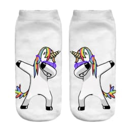 New Funny 3D Printed Happy Dancing Zebra Dog Licorne Cotton Socks Kawaii Women Cartoon Unicorn Puppy Short Ankle Sokken