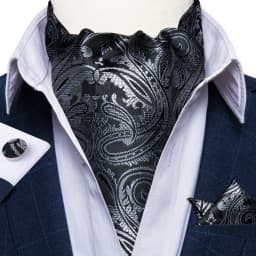 Jacquard Men Plaid Ascots Fashion Paisley Ties Wedding Formal Cravat Ascot British Gentleman Soft Polyester Luxury Gray Neck Tie