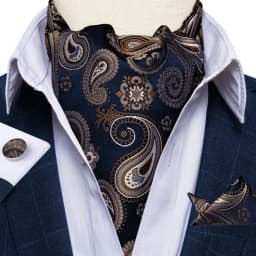 Jacquard Men Plaid Ascots Fashion Paisley Ties Wedding Formal Cravat Ascot British Gentleman Soft Polyester Luxury Gray Neck Tie