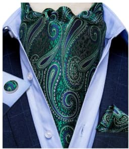 Jacquard Men Plaid Ascots Fashion Paisley Ties Wedding Formal Cravat Ascot British Gentleman Soft Polyester Luxury Gray Neck Tie