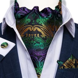 Jacquard Men Plaid Ascots Fashion Paisley Ties Wedding Formal Cravat Ascot British Gentleman Soft Polyester Luxury Gray Neck Tie