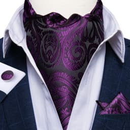 Jacquard Men Plaid Ascots Fashion Paisley Ties Wedding Formal Cravat Ascot British Gentleman Soft Polyester Luxury Gray Neck Tie