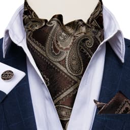 Jacquard Men Plaid Ascots Fashion Paisley Ties Wedding Formal Cravat Ascot British Gentleman Soft Polyester Luxury Gray Neck Tie
