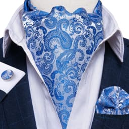 Jacquard Men Plaid Ascots Fashion Paisley Ties Wedding Formal Cravat Ascot British Gentleman Soft Polyester Luxury Gray Neck Tie