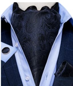 Jacquard Men Plaid Ascots Fashion Paisley Ties Wedding Formal Cravat Ascot British Gentleman Soft Polyester Luxury Gray Neck Tie