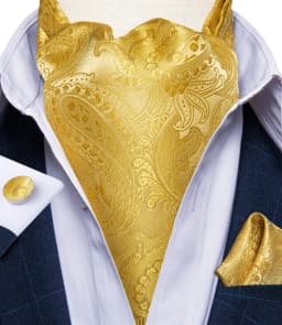 Jacquard Men Plaid Ascots Fashion Paisley Ties Wedding Formal Cravat Ascot British Gentleman Soft Polyester Luxury Gray Neck Tie