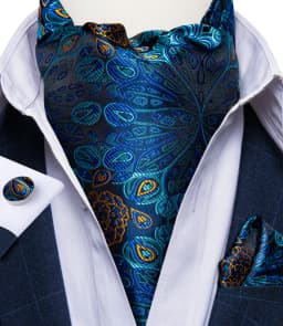 Jacquard Men Plaid Ascots Fashion Paisley Ties Wedding Formal Cravat Ascot British Gentleman Soft Polyester Luxury Gray Neck Tie