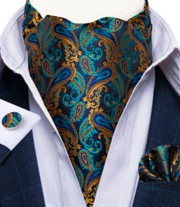 Jacquard Men Plaid Ascots Fashion Paisley Ties Wedding Formal Cravat Ascot British Gentleman Soft Polyester Luxury Gray Neck Tie