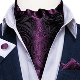 Jacquard Men Plaid Ascots Fashion Paisley Ties Wedding Formal Cravat Ascot British Gentleman Soft Polyester Luxury Gray Neck Tie