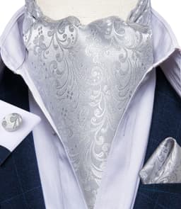 Jacquard Men Plaid Ascots Fashion Paisley Ties Wedding Formal Cravat Ascot British Gentleman Soft Polyester Luxury Gray Neck Tie