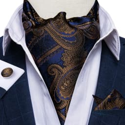 Jacquard Men Plaid Ascots Fashion Paisley Ties Wedding Formal Cravat Ascot British Gentleman Soft Polyester Luxury Gray Neck Tie