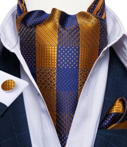 Jacquard Men Plaid Ascots Fashion Paisley Ties Wedding Formal Cravat Ascot British Gentleman Soft Polyester Luxury Gray Neck Tie