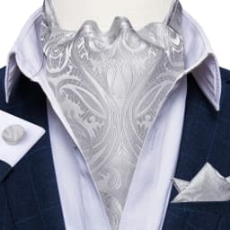 Jacquard Men Plaid Ascots Fashion Paisley Ties Wedding Formal Cravat Ascot British Gentleman Soft Polyester Luxury Gray Neck Tie