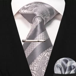 JEMYGINS Classic Silk Luxury Mens Ties Floral Striped Red Green Ties Paisley NeckTie Pocket Square Set Men's Wedding Party Tie