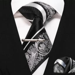JEMYGINS Classic Silk Luxury Mens Ties Floral Striped Red Green Ties Paisley NeckTie Pocket Square Set Men's Wedding Party Tie