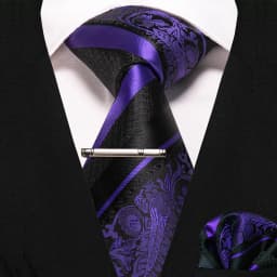 JEMYGINS Classic Silk Luxury Mens Ties Floral Striped Red Green Ties Paisley NeckTie Pocket Square Set Men's Wedding Party Tie