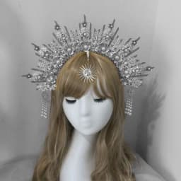 Lolita KC Gold Halo Headband Sun Godmother's Crown Tiaras Headpiece Virgin Mary Gothic Headwear Fairy Goddess Hair Accessories
