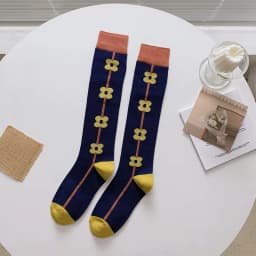 Calf socks European and American ins abstract art knee-length beautiful legs long combed cotton tide socks