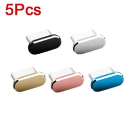 5-1PCS Metal Type-C Dust Plug USB Charging Port Protector Anti-dust Plug Cover Cap for Samsung Huawei Xiaomi Phone Dustplug Caps