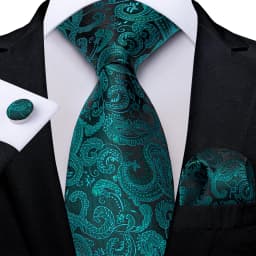 Fashion Paisley Men's Ties Gold Teal Green Black Tie For Men 8cm Business Wedding Accessories Cravat Gift For Men DiBanGu
