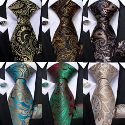 Fashion Paisley Men's Ties Gold Teal Green Black Tie For Men 8cm Business Wedding Accessories Cravat Gift For Men DiBanGu